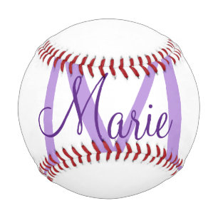 Pelota De Béisbol simple minimal añadir nombre monograma rosa rojo  