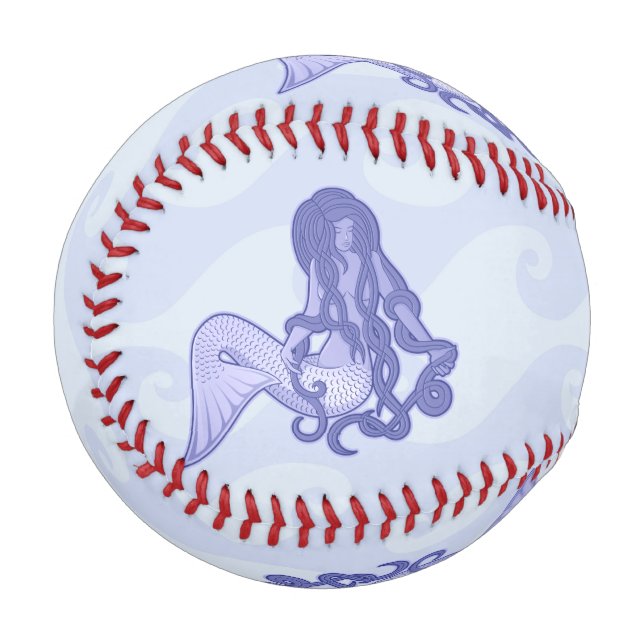 Pelota De Béisbol Sirena sentada azul (Reverso derecho)