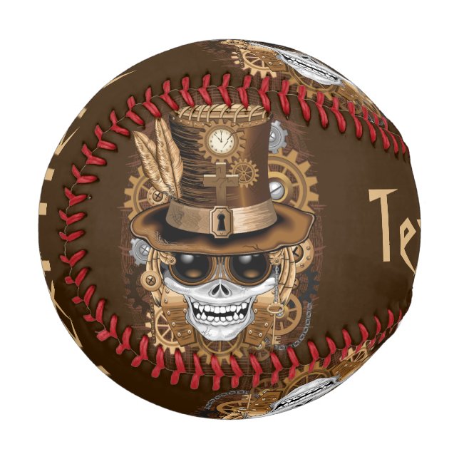 Pelota De Béisbol Skull Steampunk Voodoo Retro Machine (Anverso izquierdo)