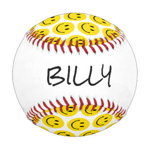 Pelota De Béisbol Sonrisa NOMBRE Emoji Feliz Face Deportes Diversión