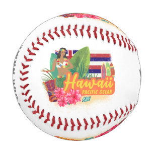 Pelota De Béisbol Souvenir de Vintage de Hawaii Hula Dancer Retro Pa
