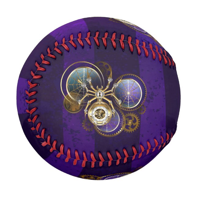 Pelota De Béisbol Spider Steampunk sobre fondo morado (Anverso izquierdo)