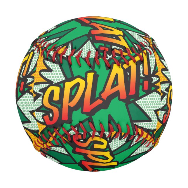 Pelota De Béisbol SPLAT Fun Retro Libro De Historietas Pop Art (Anverso)