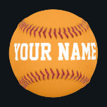 Pelota De Béisbol Sport Birthday gift idea custom name text orange<br><div class="desc">Create your unique sport Birthday gift eyecatching gender neutral orange custom name text Baseball adding your own personalized name, year, slogan, message or any text. Customizable cute baseball gift game for boy, girl, girlfriend, boyfriend, dad, grandpa, cheerleaders, teen, teenager, baby boy, players, teammates, fans. Choose your favourite team and use...</div>