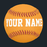 Pelota De Béisbol Sport Birthday gift idea custom name text orange<br><div class="desc">Create your unique sport Birthday gift eyecatching gender neutral orange custom name text Baseball adding your own personalized name, year, slogan, message or any text. Customizable cute baseball gift game for boy, girl, girlfriend, boyfriend, dad, grandpa, cheerleaders, teen, teenager, baby boy, players, teammates, fans. Choose your favourite team and use...</div>