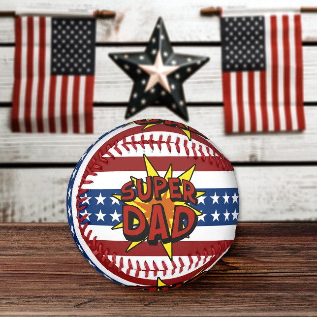 Pelota De Béisbol Super Papá Patriótico (Subido por el creador)