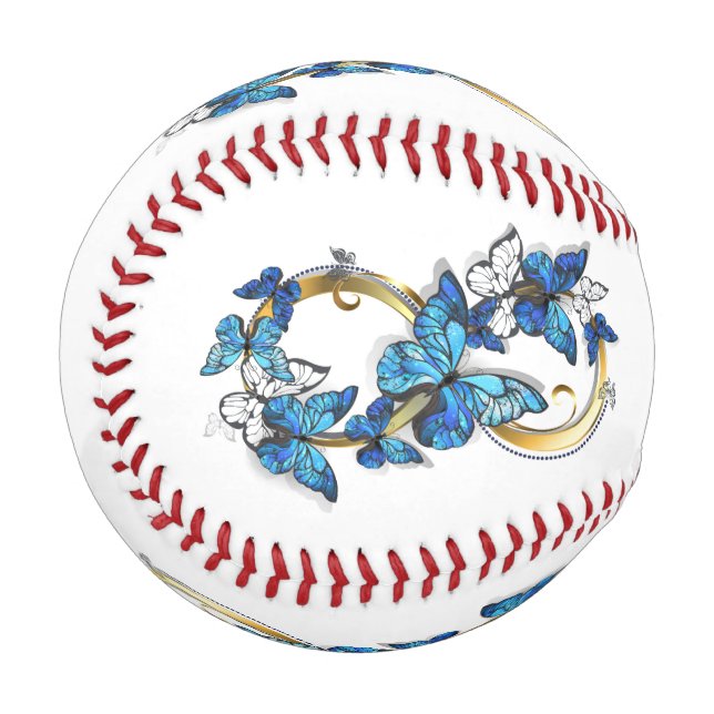 Pelota De Béisbol Symbol Infinity of Blue Morpho Butterflies (Anverso izquierdo)