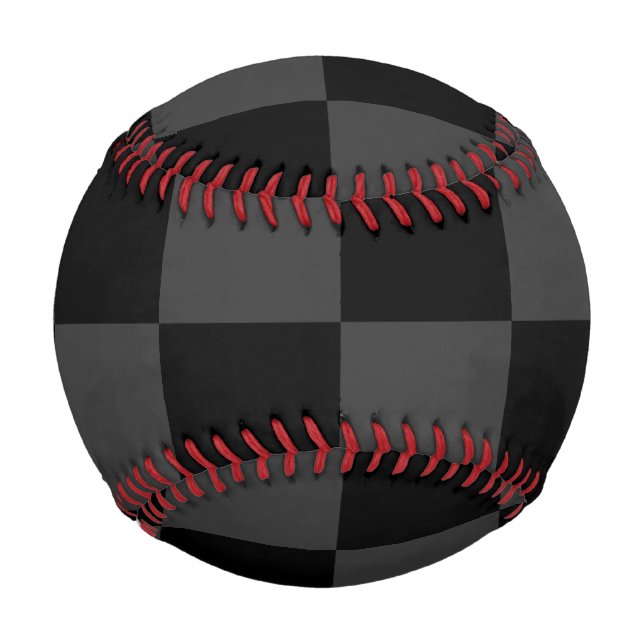 Pelota De Béisbol Tablero de ajedrez negro clásico y negro humeante (Anverso)