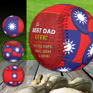 Pelota De Béisbol Taiwan Mejor papá, patriótico, bandera taiwanesa