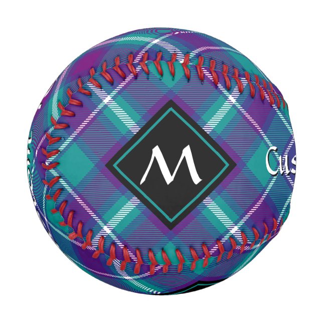Pelota De Béisbol Tartán verde marino, púrpura y azul (Anverso izquierdo)