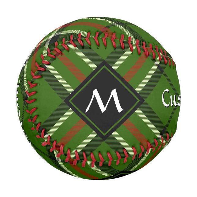 Pelota De Béisbol Tartán verde, negro, rojo y blanco (Anverso izquierdo)