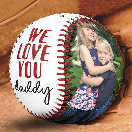 Pelota De Béisbol Te Amamos Papá Día del Padre 2 Fotocolage