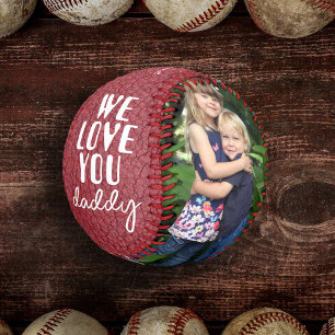 Pelota De Béisbol Te Amamos Papá Impresión Cuero Rojo 2 Foto
