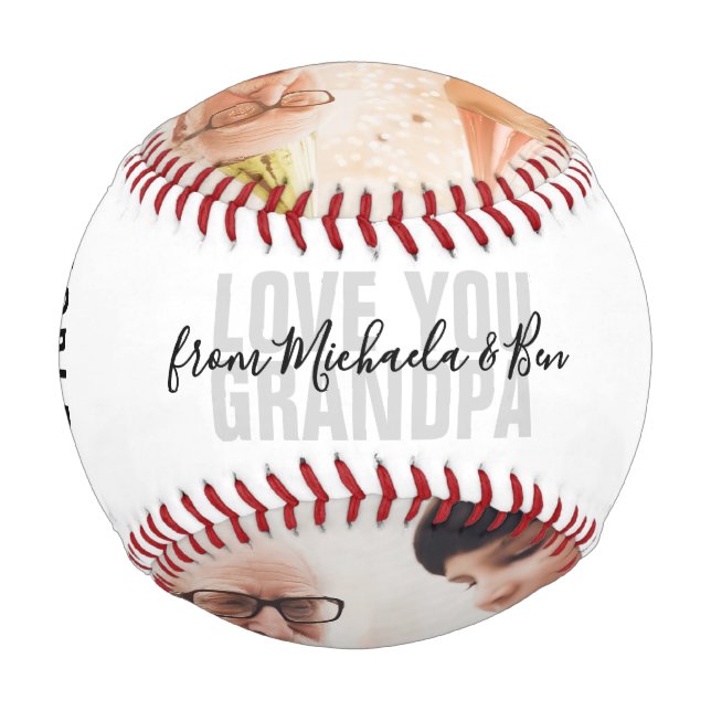 Pelota De Béisbol Te amo abuelo/Grampy/Otros 2-Foto (Reverso)
