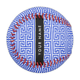 Pelota De Béisbol Tecla De Meander Griega H Azul, Su Nombre, Persona