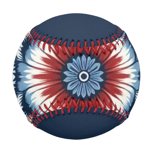 Pelota De Béisbol Tejido rojo, blanco y azul (Anverso)
