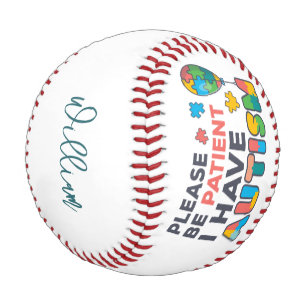 Pelota De Béisbol Tengo Autismo Guión Personalizado Nombre Moderno