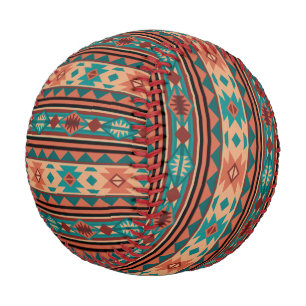 Pelota De Béisbol Terracota turquesa del patrón tribal del suroeste