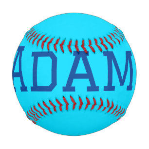 Pelota De Béisbol texto azul morado agregar nombre mensaje de vuelta