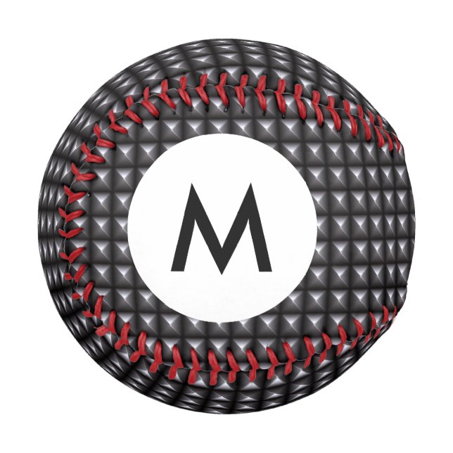 Pelota De Béisbol Textura de acero monograma (Anverso izquierdo)