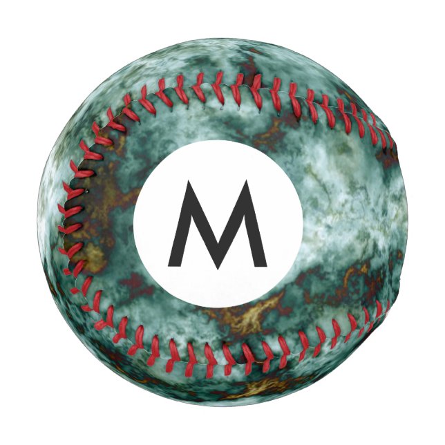 Pelota De Béisbol Textura verde de mármol con venas (Anverso izquierdo)