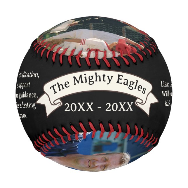 Pelota De Béisbol Thank You Coach Appreciation Photo & Team Roster (Reverso)