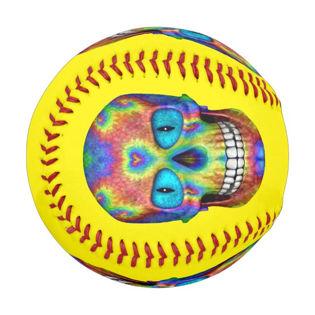 Pelota De Béisbol Tie Dye Skull muerto Zombie no muerto (Anverso izquierdo)