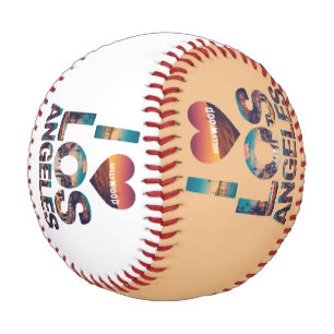 Pelota De Béisbol Tipografía de Los Ángeles Skyline Sunset y Hollywo