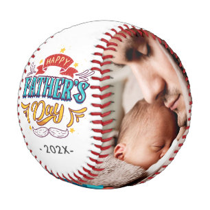 Pelota De Béisbol Tipografía feliz del Día del Padre con fotos fam