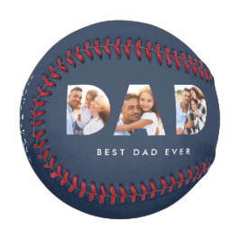 Pelota De Béisbol Tipografía fotográfica múltiple de papá azul marin
