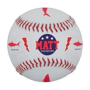 Pelota De Béisbol touchdown personalizado con tiburones y pernos