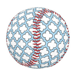 Pelota De Béisbol Trellis azul blanco y bebé, Entramado, Quatrefoil