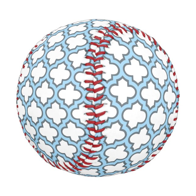 Pelota De Béisbol Trellis azul blanco y bebé, Entramado, Quatrefoil (Angular)