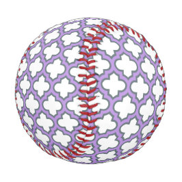 Pelota De Béisbol Trellis blanca y púrpura, Entramado, Quatrefoil