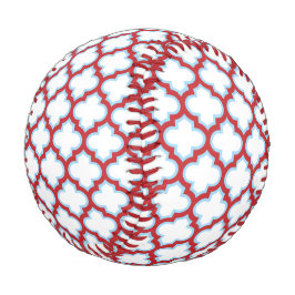 Pelota De Béisbol Trellis blanca y roja, Entramado, Quatrefoil