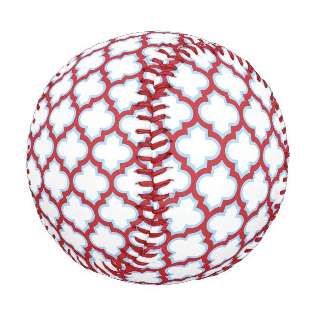 Pelota De Béisbol Trellis blanca y roja, Entramado, Quatrefoil (Angular)