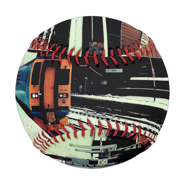 Pelota De Béisbol Tren amarillo y turquesa (Anverso)