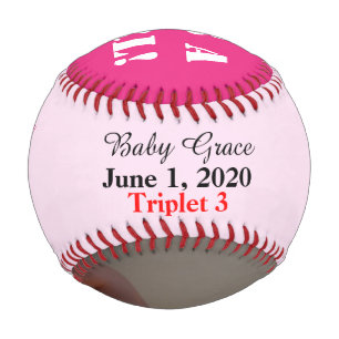 Pelota De Béisbol Triplet Chica Nacimientos Estadísticas Rosa Insert