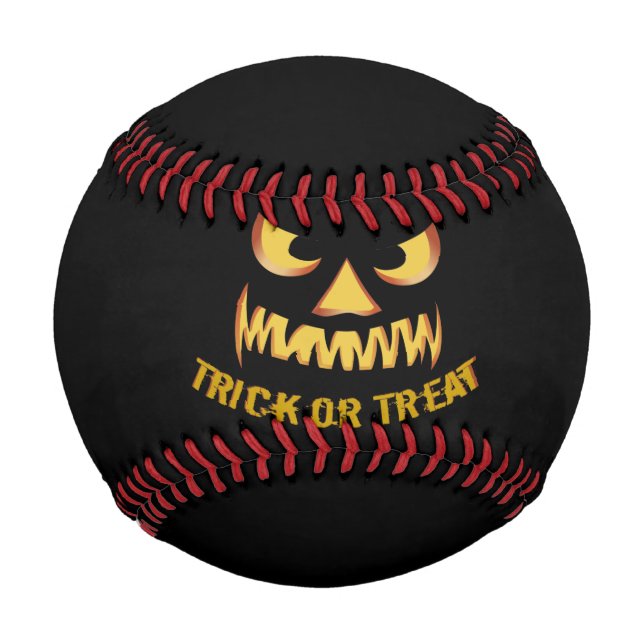 Pelota De Béisbol Truco o trato con cara de calabaza (Reverso)