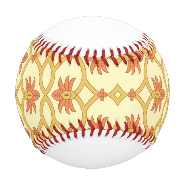 Pelota De Béisbol un fondo amarillo y blanco con un diseño intrincad (Anverso)