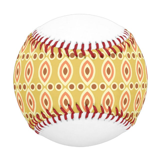 Pelota De Béisbol un fondo naranja y amarillo con círculos (Anverso)