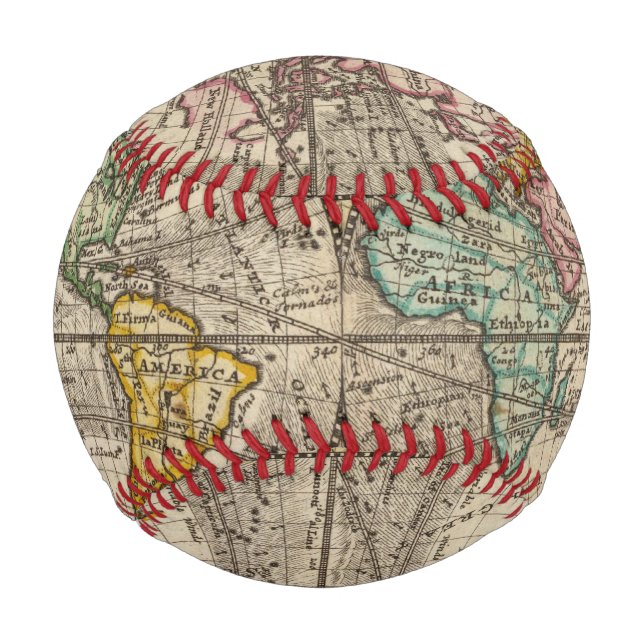 Pelota De Béisbol Un nuevo mapa del mundo con vientos alisios (Anverso)