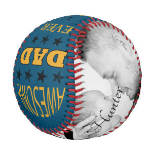 Pelota De Béisbol Un papá alucinante Monograma Dos Fotos Béisbol