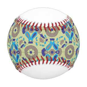 Pelota De Béisbol un patrón azul y verde sobre un fondo verde