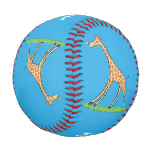 Pelota De Béisbol Una jirafa alegre con personalizado de mariposa