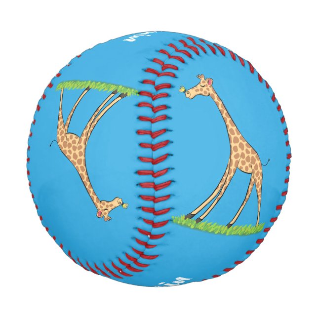 Pelota De Béisbol Una jirafa alegre con personalizado de mariposa (Angular)