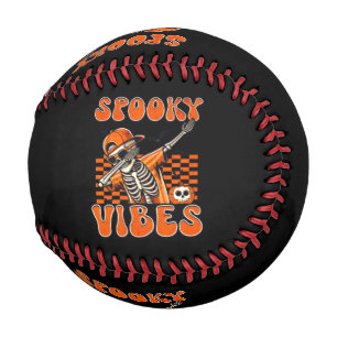 Pelota De Béisbol Vibes de fantasía retro Dabbing Skeleton Halloween