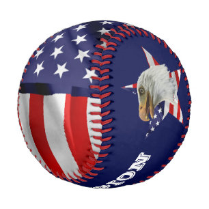 Pelota De Béisbol Vigilante águila calva, la bandera estadounidense,