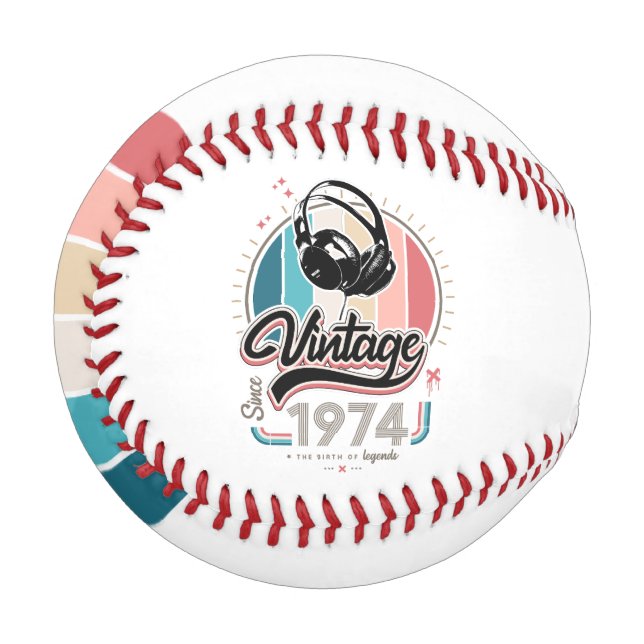 Pelota De Béisbol Vintage desde audífonos de 1974 (Anverso izquierdo)