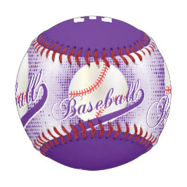 Pelota De Béisbol Violeta | Deportes de béisbol Retro Blanco